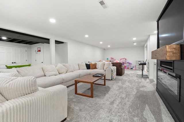 2693 Sanctuary Dr, Stevensville, MI 49127 - living room with recessed lighting, carpet floors, and visible vents
