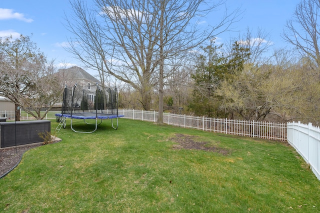 2693 Sanctuary Dr, Stevensville, MI 49127 - view of yard with a fenced backyard and a trampoline