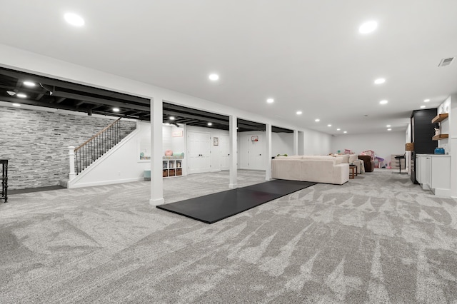 2693 Sanctuary Dr, Stevensville, MI 49127 - interior space with recessed lighting, carpet flooring, and stairs