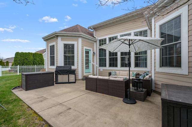 2693 Sanctuary Dr, Stevensville, MI 49127 - view of patio with outdoor lounge area, fence, and a grill
