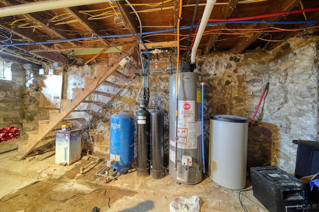 unfinished below grade area with gas water heater