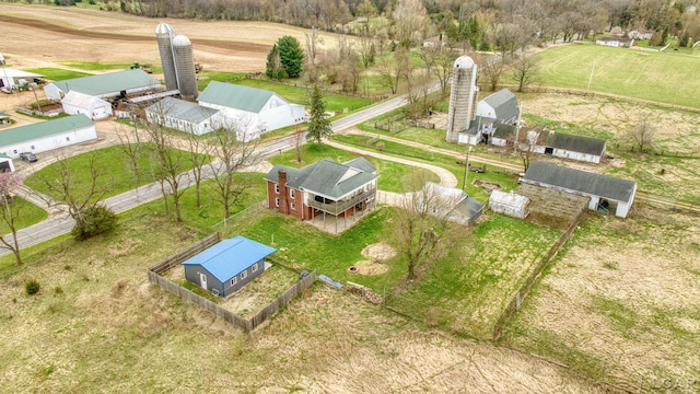 drone / aerial view with a rural view