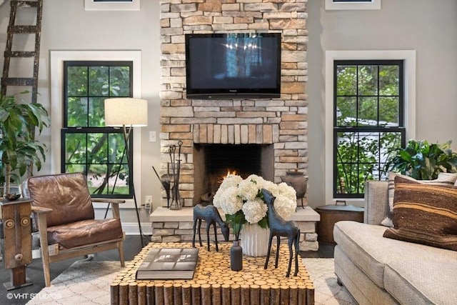 16191 4th Ln, Union Pier, MI 49129 - living room with a lit fireplace