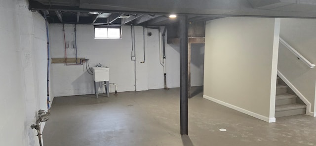 below grade area featuring stairway