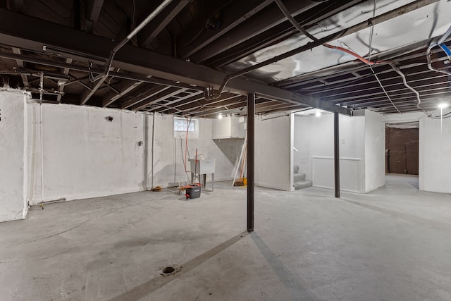 below grade area featuring stairs