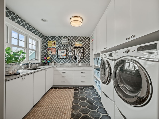 457 Catalpa Dr, Birmingham, MI 48009 - laundry area with washing machine and dryer and cabinet space
