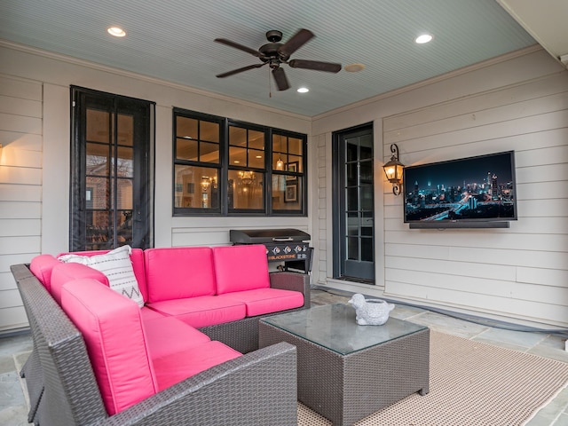 457 Catalpa Dr, Birmingham, MI 48009 - view of patio with an outdoor hangout area and a ceiling fan