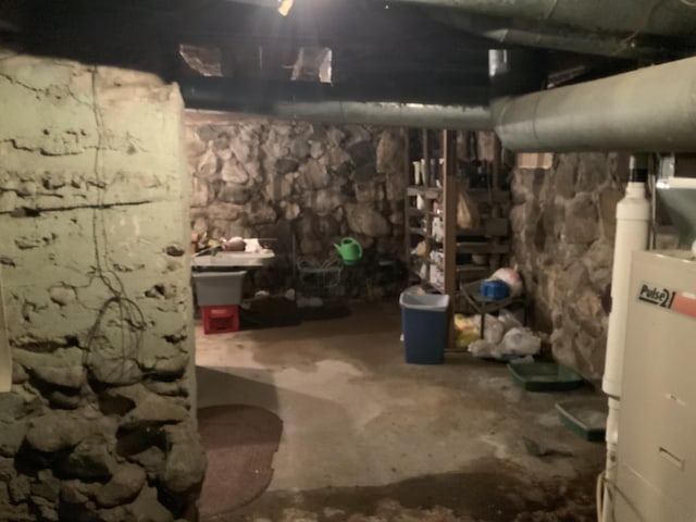 view of unfinished basement