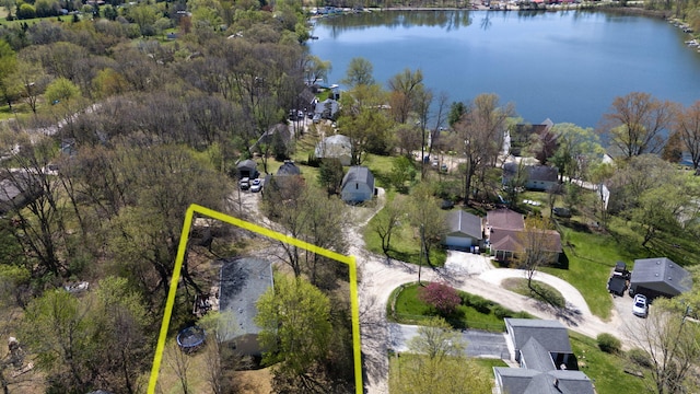 6545 Hiller Ave, Whitmore Lake, MI 48189 - aerial perspective of suburban area featuring property boundaries highlighted and a nearby body of water