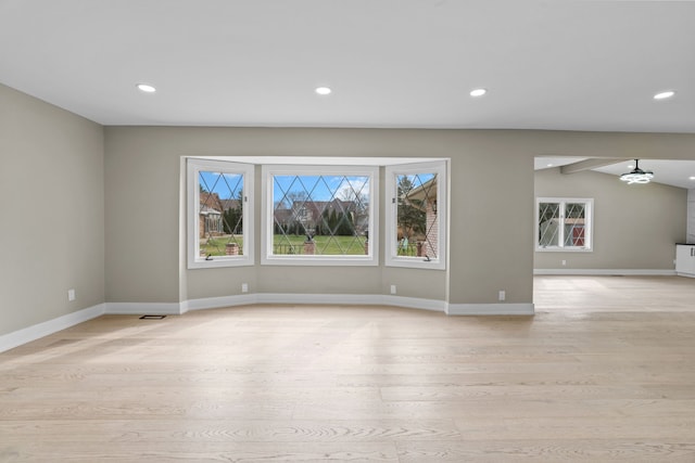 interior space featuring light wood-style floors and recessed lighting