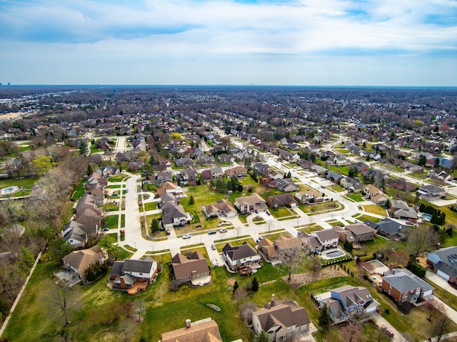 bird's eye view with a residential view