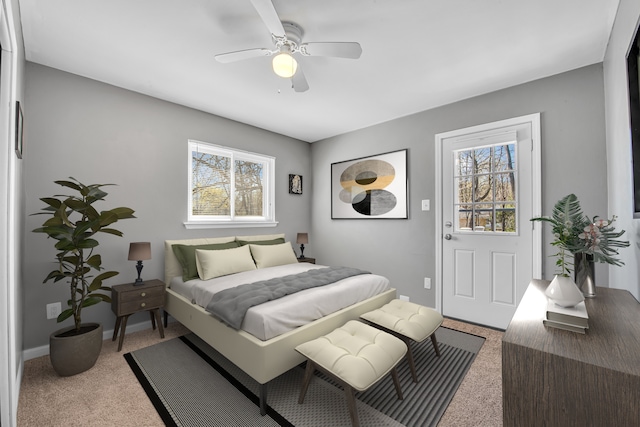 19737 Clement Rd, Northville, MI 48167 - carpeted bedroom with multiple windows, a ceiling fan, and baseboards