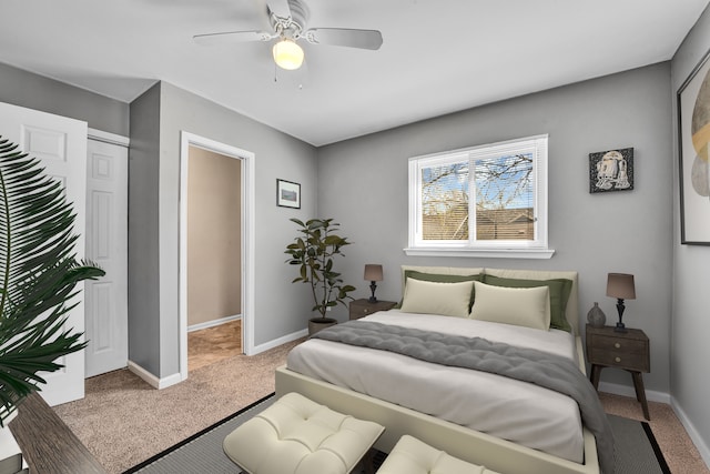 19737 Clement Rd, Northville, MI 48167 - bedroom featuring carpet, baseboards, and ceiling fan