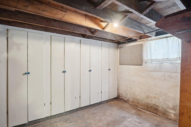 view of unfinished basement