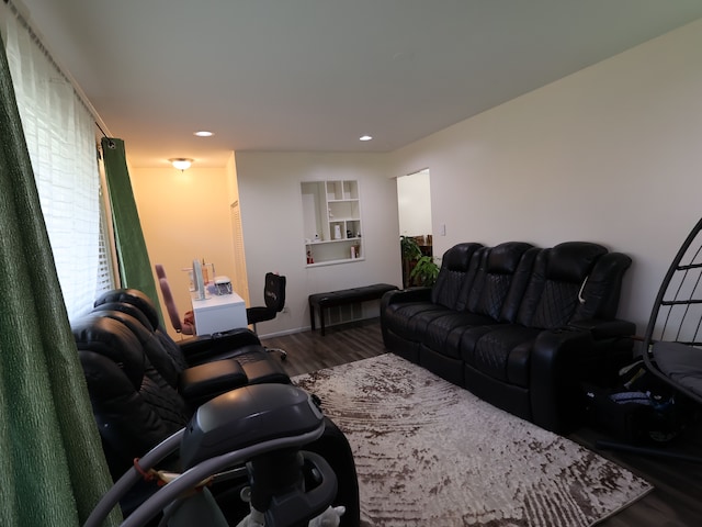 living area featuring recessed lighting and wood finished floors