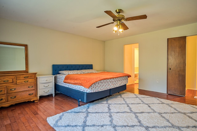 3052 Westman Ct, Bloomfield Hills, MI 48304 - bedroom with wood-type flooring, a ceiling fan, and connected bathroom