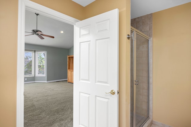 24160 Argyle St, Novi, MI 48374 - hallway with carpet flooring, baseboards, recessed lighting, and vaulted ceiling