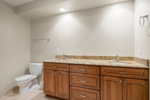 24160 Argyle St, Novi, MI 48374 - full bathroom with toilet, double vanity, and tile patterned floors
