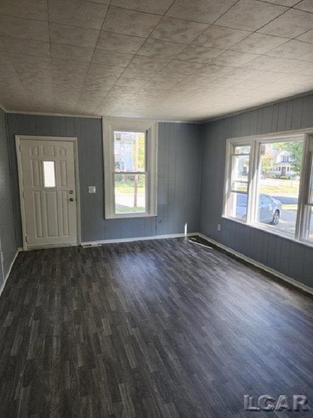 interior space featuring dark wood finished floors, a wealth of natural light, and baseboards