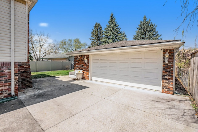 detached garage with fence
