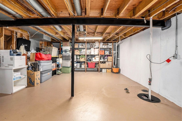 view of unfinished basement