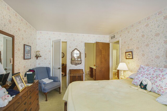 3669 Brentwood St, Norton Shores, MI 49441 - carpeted bedroom with wallpapered walls and visible vents
