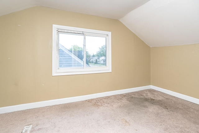 additional living space featuring baseboards, carpet, and lofted ceiling