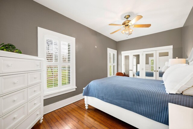 2801 Niles Buchanan Rd, Buchanan, MI 49107 - bedroom featuring dark wood-style floors, access to outside, and ceiling fan