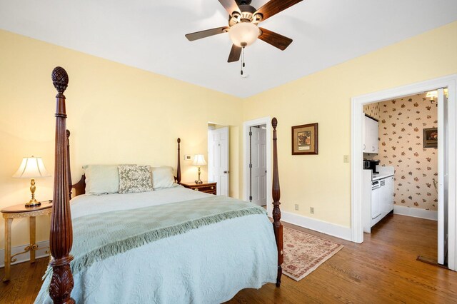 2801 Niles Buchanan Rd, Buchanan, MI 49107 - bedroom with ceiling fan, baseboards, and wood finished floors