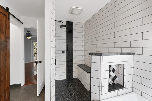 16191 Seymour Rd, Argentine, MI 48451 - full bath featuring walk in shower, tile patterned floors, and baseboards