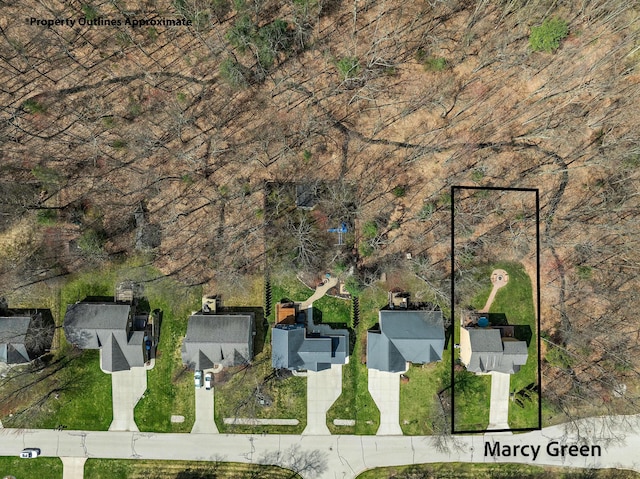 bird's eye view with a residential view
