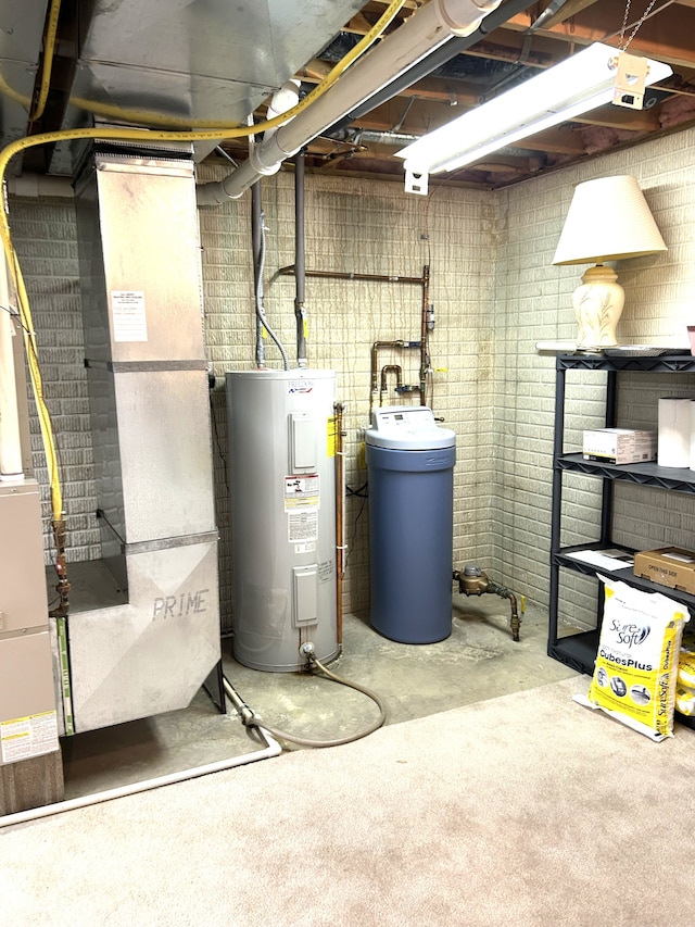 utility room with water heater