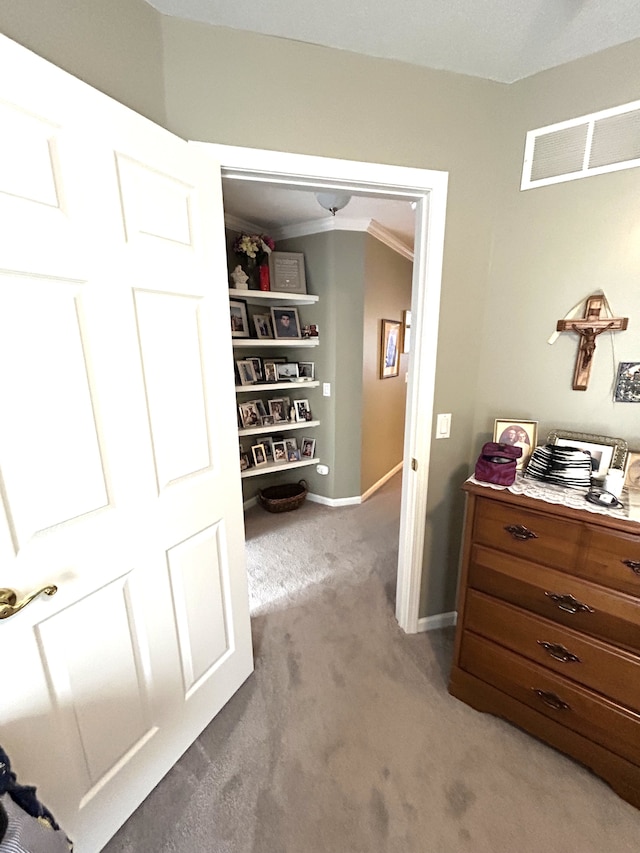 interior space with carpet floors and visible vents