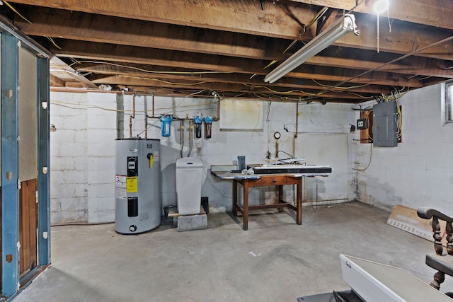 1401 S Williams Lake Rd, Waterford, MI 48327 - unfinished below grade area featuring electric water heater and electric panel