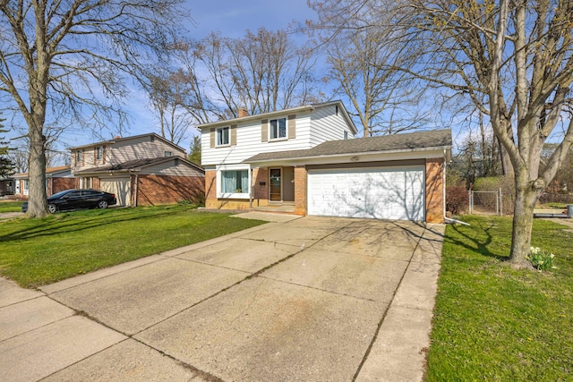 29772 Brentwood St, Southfield, MI 48076 - traditional-style home with fence, driveway, brick siding, and a garage
