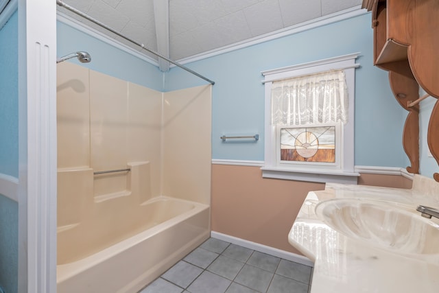2316 Sugar Riv, Gladwin, MI 48624 - full bathroom with a sink, baseboards, tile patterned flooring, and bathtub / shower combination