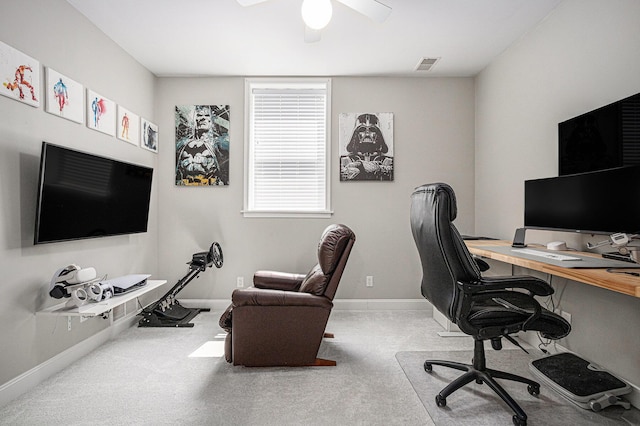 5591 Pioneer Ave, Saint Joseph, MI 49085 - office space featuring baseboards, a ceiling fan, visible vents, and carpet flooring