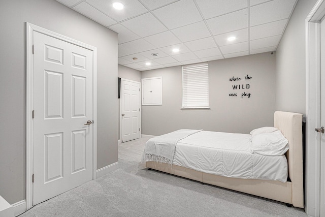 5591 Pioneer Ave, Saint Joseph, MI 49085 - carpeted bedroom featuring baseboards, recessed lighting, and a drop ceiling