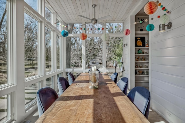 sunroom / solarium featuring wood ceiling