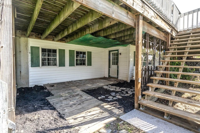 view of patio / terrace featuring stairway