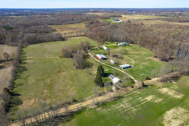 drone / aerial view with a rural view
