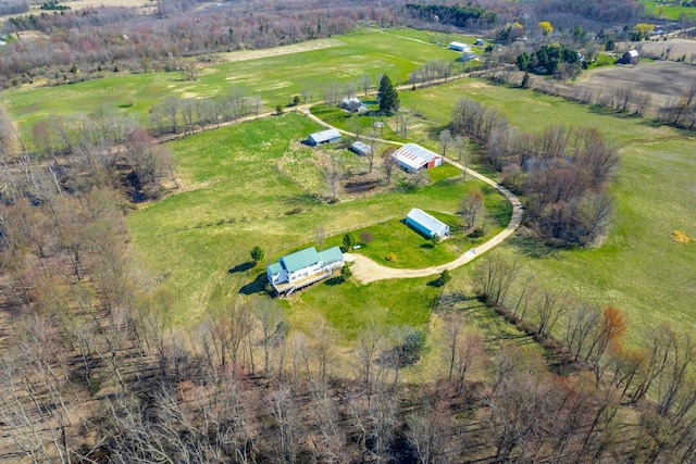 aerial view featuring a rural view