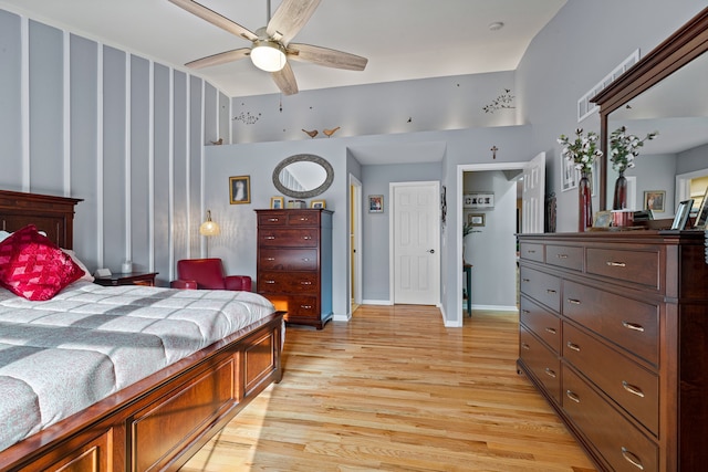 6240 Northridge Hills Dr, Brighton, MI 48116 - bedroom featuring light wood-style flooring, baseboards, and ceiling fan