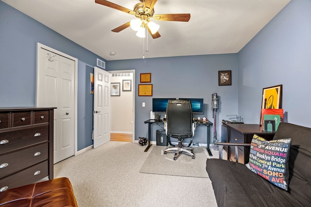 6240 Northridge Hills Dr, Brighton, MI 48116 - office space with a ceiling fan, carpet flooring, and baseboards