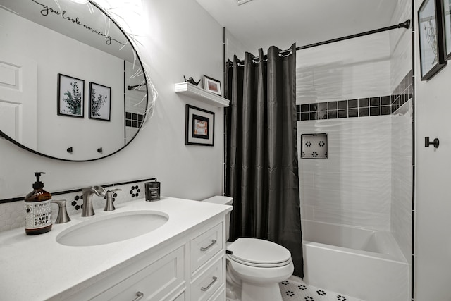6240 Northridge Hills Dr, Brighton, MI 48116 - full bathroom with toilet, shower / tub combo with curtain, and vanity