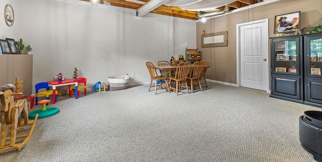 6240 Northridge Hills Dr, Brighton, MI 48116 - game room with beamed ceiling and carpet flooring