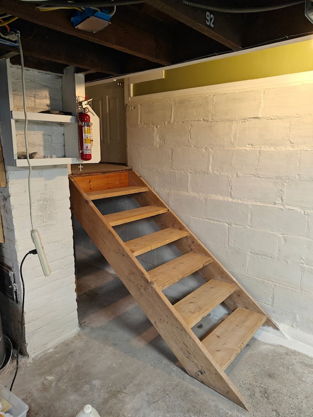 unfinished below grade area with concrete block wall