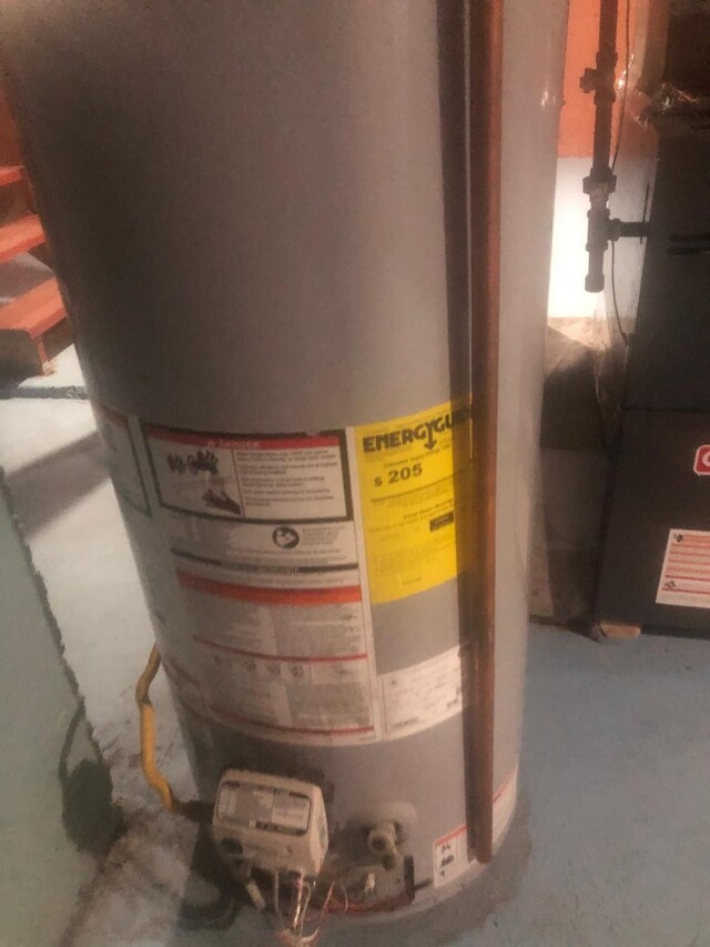 utility room with water heater