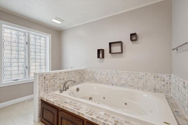 6030 Paw Paw Lake Rd, Coloma, MI 49038 - bathroom featuring a whirlpool tub, tile patterned flooring, and baseboards