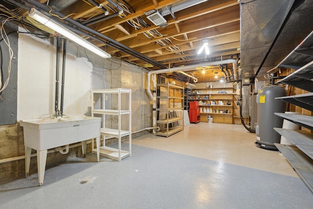 6030 Paw Paw Lake Rd, Coloma, MI 49038 - unfinished basement featuring water heater and a sink